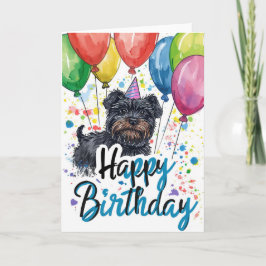Tarjeta Affenpinscher con globos Cumpleaños
