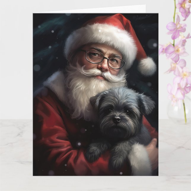 Tarjeta Affenpinscher con Navidades festivos de Santa Clau (Orquídea)