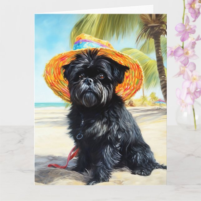 Tarjeta Affenpinscher en la playa, regalo de verano para l (Orquídea)