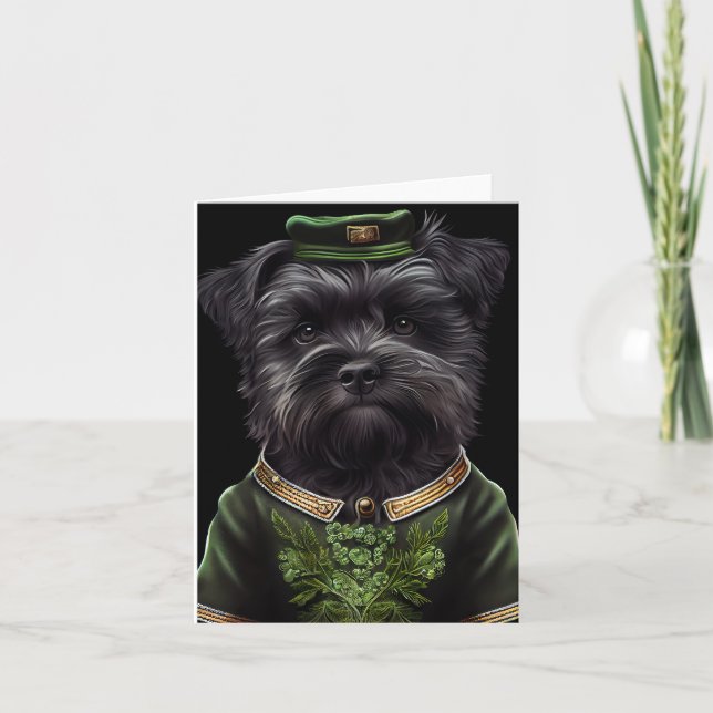 Tarjeta Affenpinscher perro con vestido del día de San Pat (Anverso)
