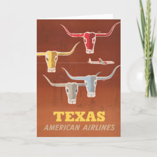 Tarjeta Afiche De Viaje De American Airlines A Texas
