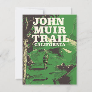 Tarjeta Afiche de viaje de John Muir Trail California.