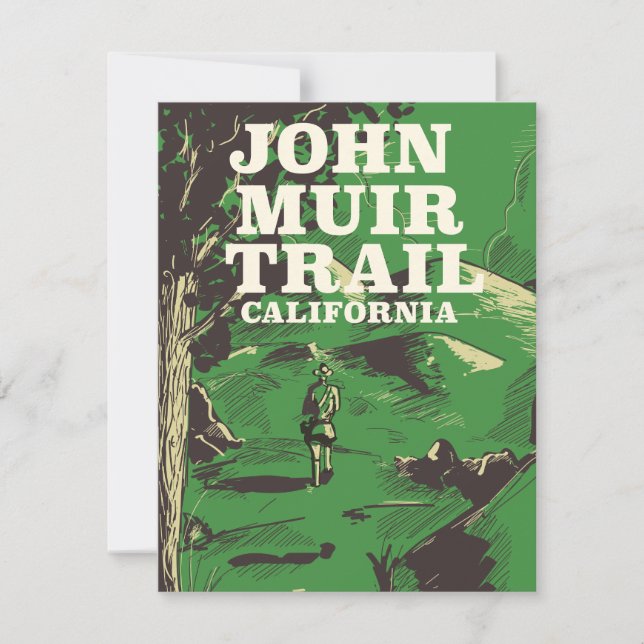 Tarjeta Afiche de viaje de John Muir Trail California. (Anverso)