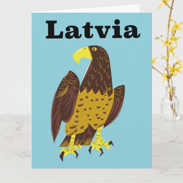 Tarjeta Afiche de viaje de Letonia. (flor amarilla)