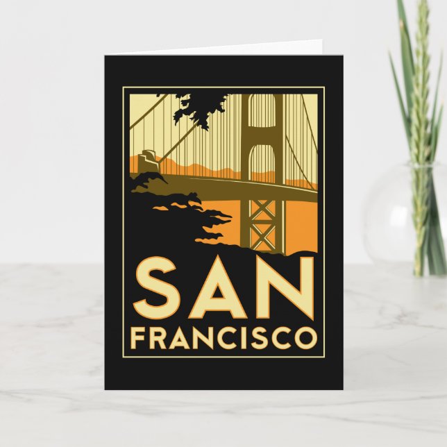 Tarjeta Afiche de viaje de San Francisco Art Deco (Anverso)