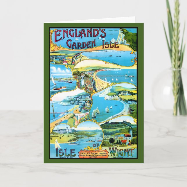 Tarjeta Afiche de viaje por la Isla de Wight (Anverso)