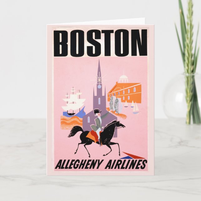 Tarjeta Afiche De Viajes De Allegheny Airlines A Boston (Anverso)