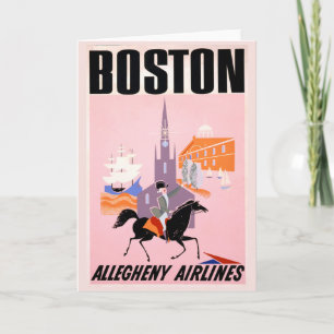 Tarjeta Afiche De Viajes De Allegheny Airlines A Boston
