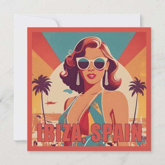Tarjeta Afiche de viajes de Ibiza, España (Anverso)