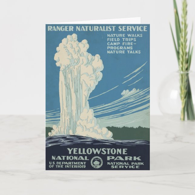 Tarjeta Afiche De Viajes Para El Parque Nacional Yellowsto (Anverso)
