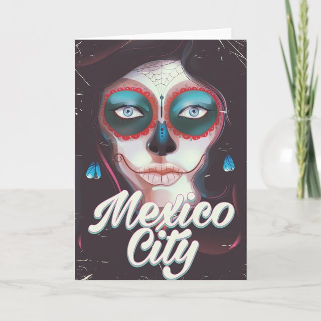 Tarjeta Afiche del Día de los Muertos en la Ciudad de Méxi (Anverso)
