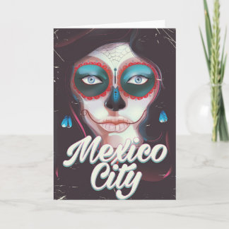 Tarjeta Afiche del Día de los Muertos en la Ciudad de Méxi