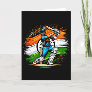 Tarjeta Aficionado de Cricket de la Bandera India Fan Orgu
