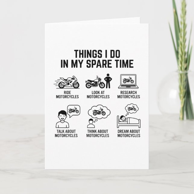 Tarjeta Aficionado Divertido De Motocicletas Tiempo Libre  (Anverso)