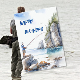 Tarjeta Aficionados a la pesca con la carta de cumpleaños 
