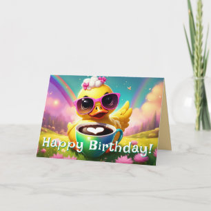 Tarjeta afortunada de cumpleaños feliz para el caf