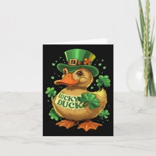 Tarjeta Afortunado Duck Shamrock Funny St Patricks Day Wat