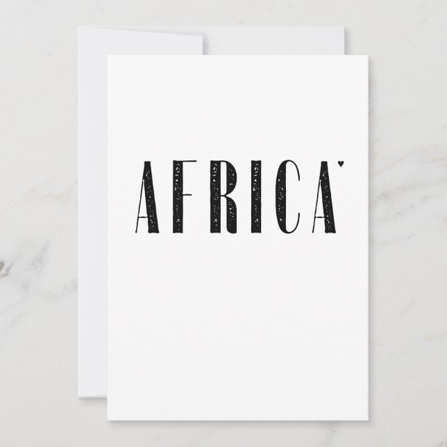 Tarjeta Africa - minimalistic typography card (Anverso)