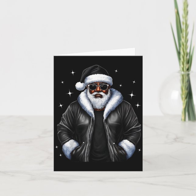 Tarjeta African American Christmas Xmas Afro Santa Claus  (Anverso)