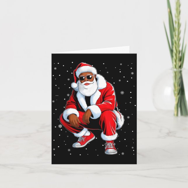 Tarjeta African American Funny Christmas Outfit Afro Santa (Anverso)