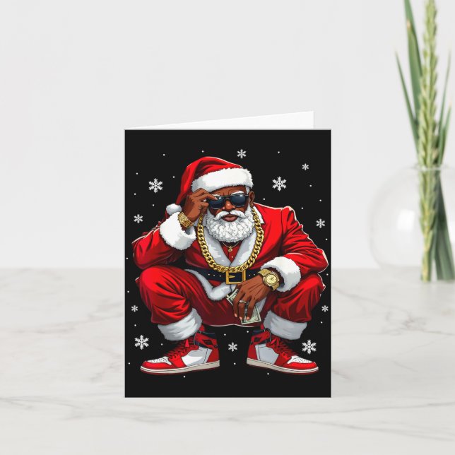 Tarjeta African American Santa Christmas Black Xmas Women  (Anverso)