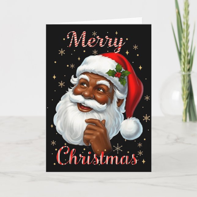 Tarjeta African American Santa Christmas Cool Black X-mas  (Anverso)