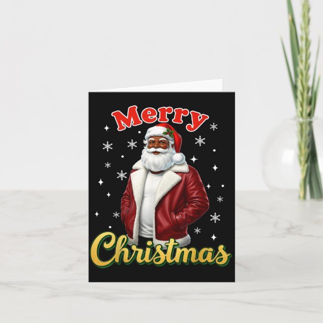 Tarjeta African American Santa Christmas Cool Black X-mas  (Anverso)