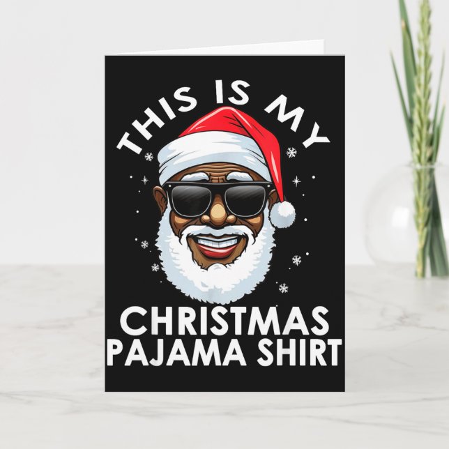 Tarjeta African American Santa Claus Christmas Pajama Shir (Anverso)