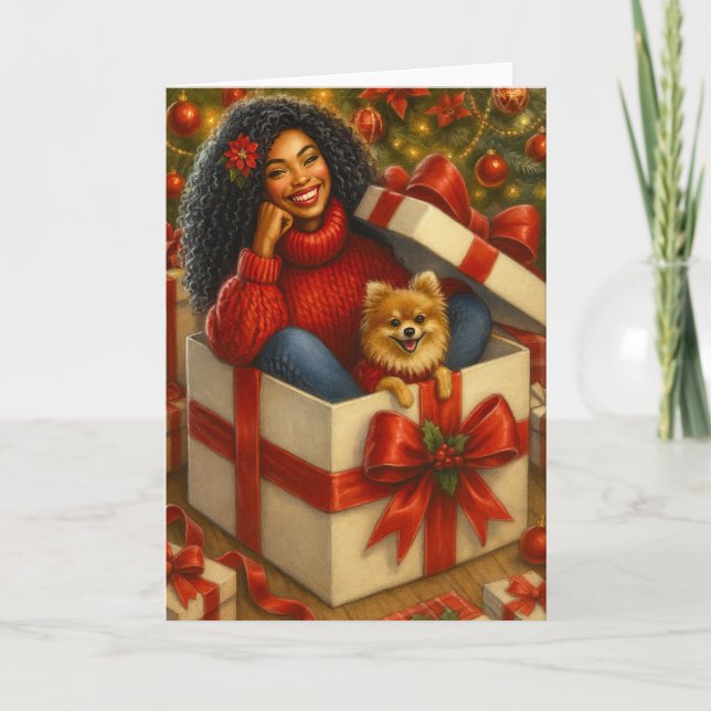 Tarjeta African American Woman Christmas Card | Black Card (Anverso)