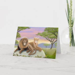 Tarjeta africana de los leones en descanso
