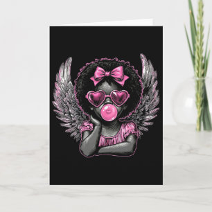 Tarjeta Afro Cupid con gafas de sol soplando chicle Valent