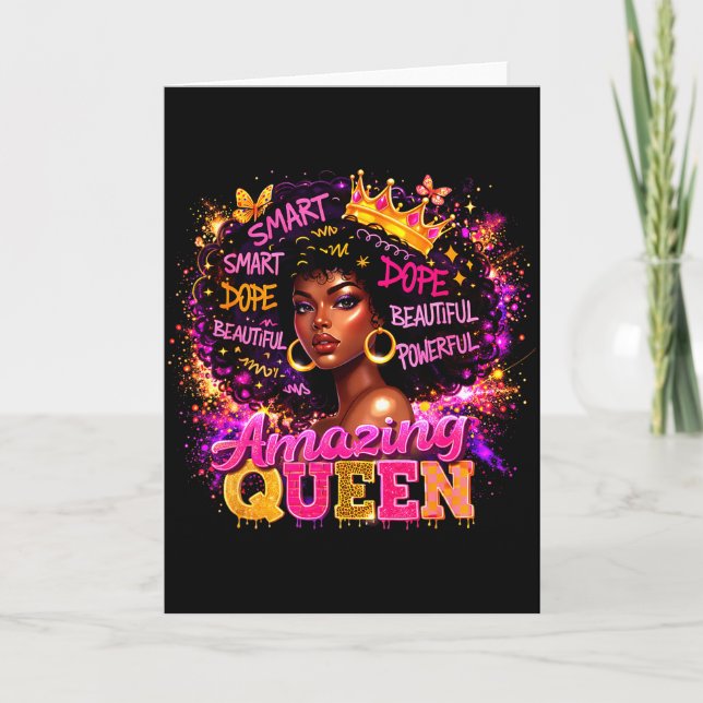 Tarjeta Afro Girl Black Women African Melanin Queen  (Anverso)