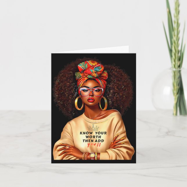 Tarjeta Afro Queen Black Woman African Melanin Black Histo (Anverso)