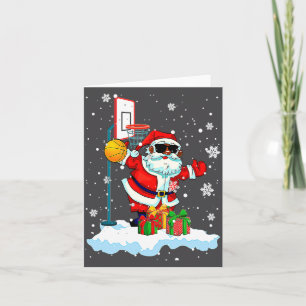 Tarjeta Afro Santa Jugando Baloncesto Navidad Afro Negro