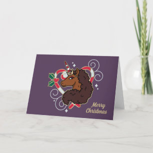 Tarjeta Afro Unicornio Corazón de Caramelo Navideño Fiesta