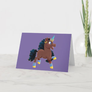 Tarjeta Afro Unicornio   Prancing mágico