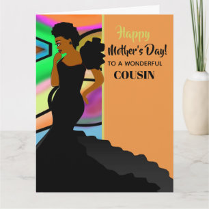 Tarjeta Afroamericano Elegante Prima Feliz Día de la Madre