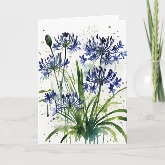 Tarjeta Agapanthus - Flores de acuarela funda para iPad mi (Anverso)