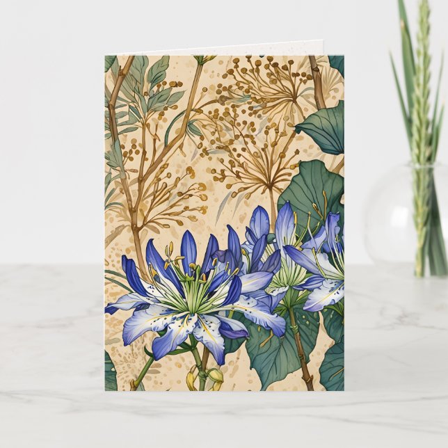 Tarjeta Agapanthus y flores silvestres  (Anverso)