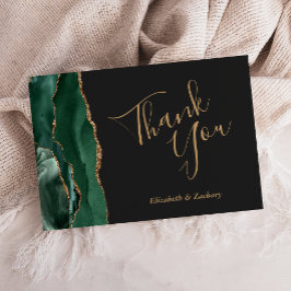 Tarjeta Ágata Dorada Esmeralda Agradecimiento Boda Plano O