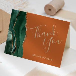 Tarjeta Ágata Verde Esmeralda Oro Óxido Nupcial Agradecimi
