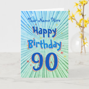 Tarjeta Age 90 Fun 3D Blue Chill editable 90th Birthday