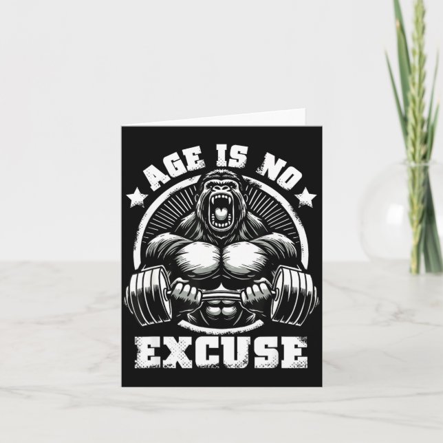 Tarjeta Age Is No Excuse Gorilla Weightlift Gym Quotes Gym (Anverso)