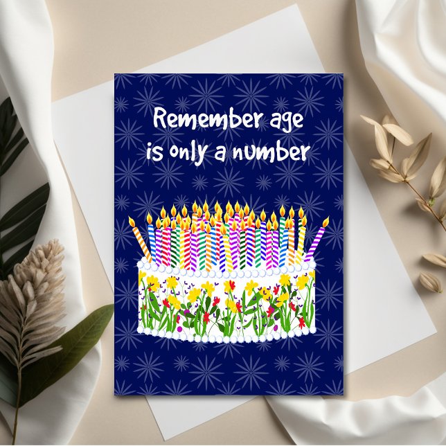 Tarjeta Age is only a Number Birthday (Unique Birthday Cards: Geometric and Flat Art styles featuring florals, animals, and modern designs
)
