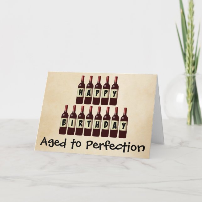 Tarjeta Aged to Perfection Wine Lover Feliz cumpleaños (Anverso)
