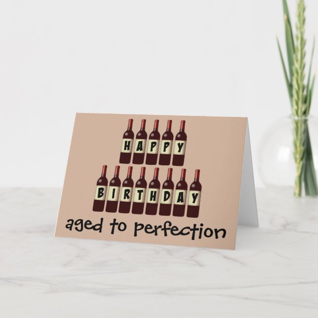 Tarjeta Aged to Perfection Wine Lover Feliz cumpleaños (Anverso)