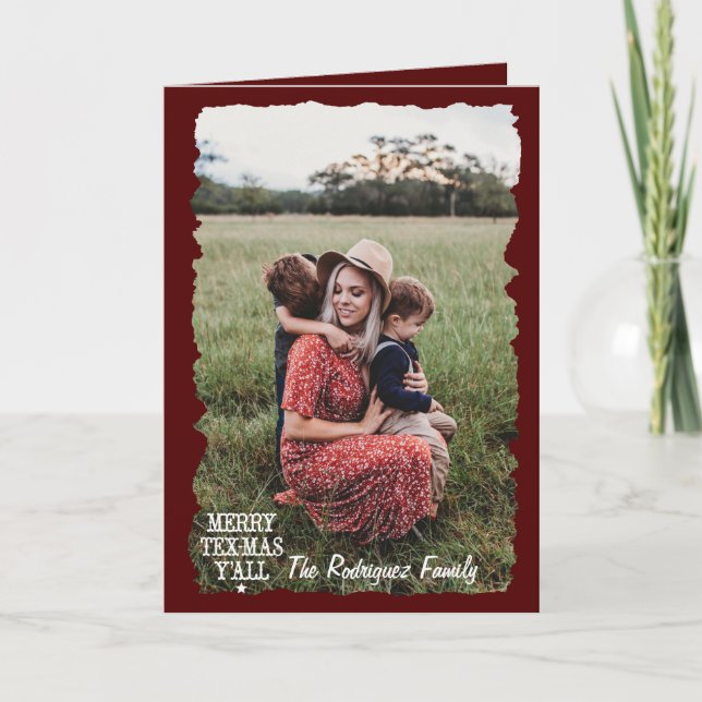Tarjeta Aggie Maroon Merry Tex-Mas Y'all Photo Navidades (Anverso)