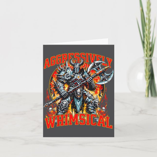 Tarjeta Aggressively Whimsical Dark Fantasy Warrior Battle (Anverso)