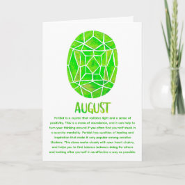 Tarjeta Agosto Birthstone Peridot Birday Watercolor