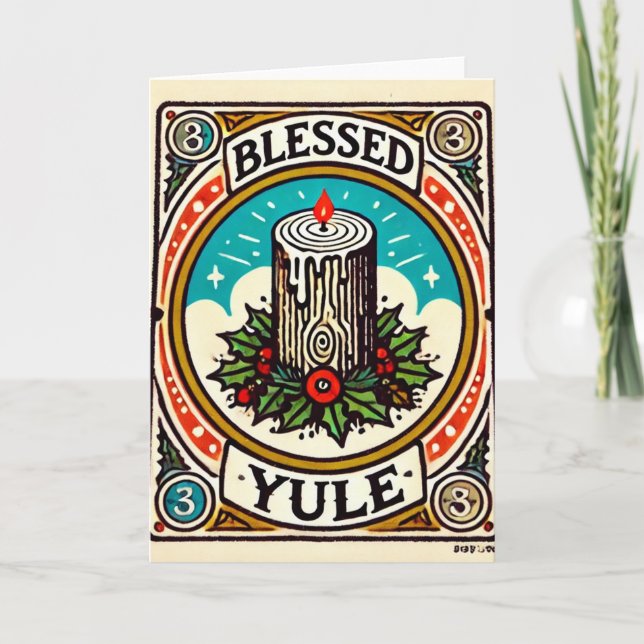 Tarjeta Agosto del yule de la bendición Yule Pagan Yuletid (Anverso)